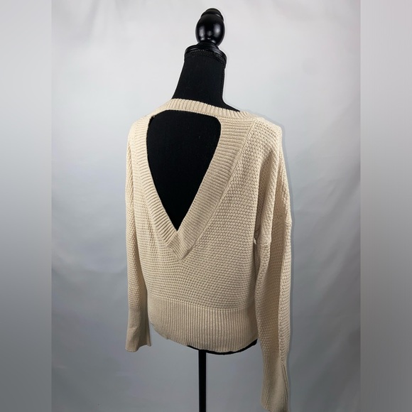 Pullover Sweater V-Neck Back Large Beige Hippie Rose - Picture 4 of 9